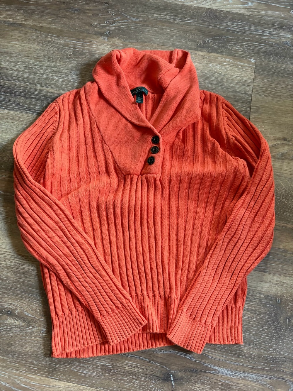 Lauren Ralph Lauren Orange Ribbed Shawl-Collar Sweater